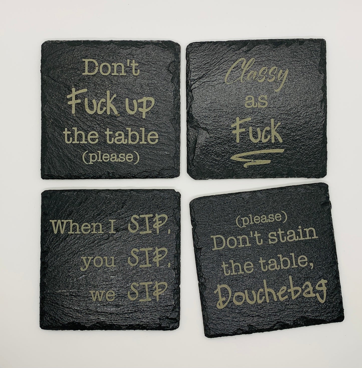 Adult Themed Slate Coasters #1 (Set of 4)
